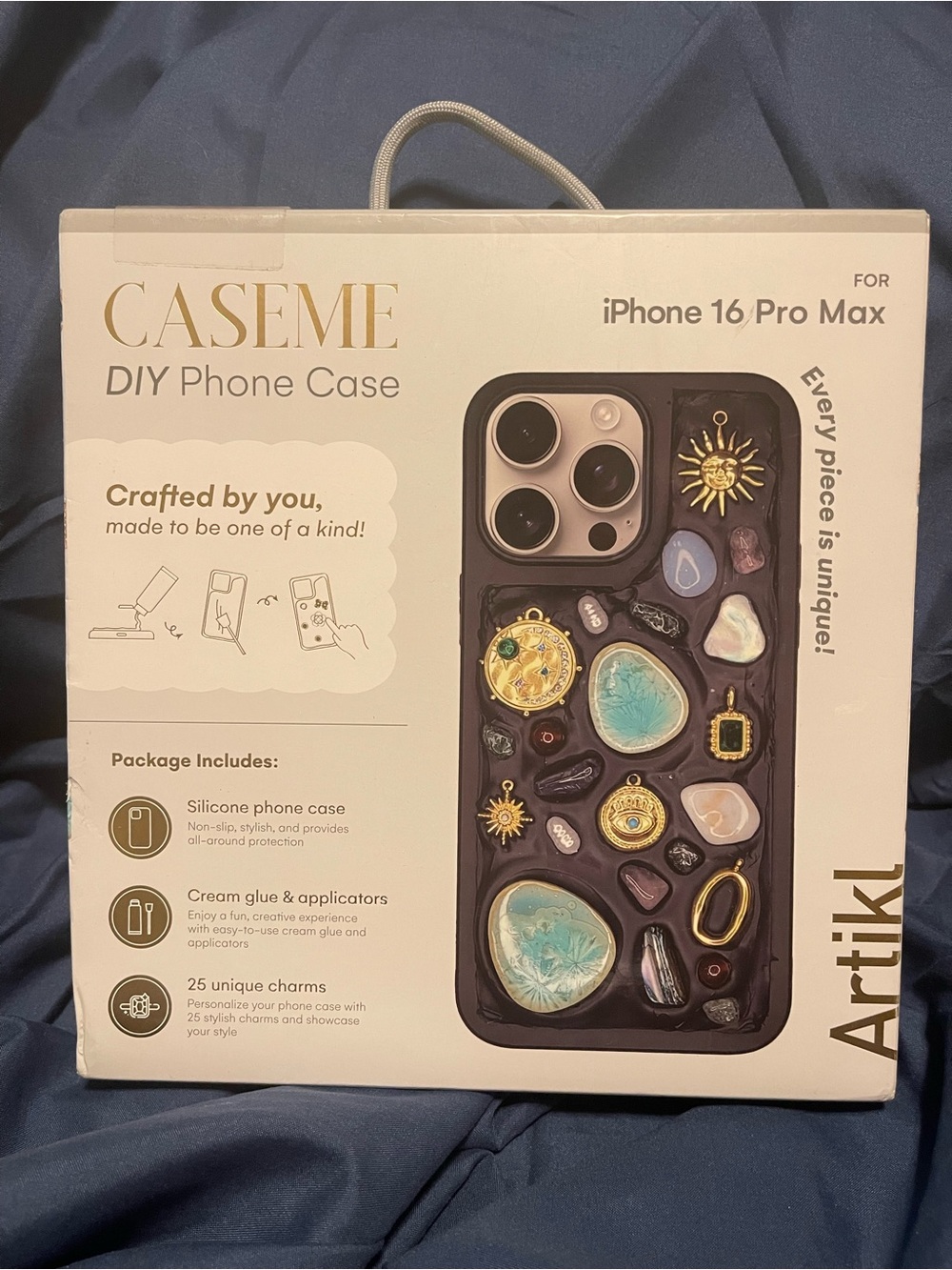 Artikl DIY Phone Case Kit for iPhone 16 Pro Max — Black with Gold Accents